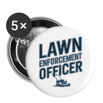 Agent d’application de la loi sur les pelouses - Lot de 5 petits badges (25 mm) - blanc - Devant
