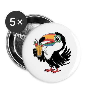 Toucan mignon - Lot de 5 petits badges (25 mm) - blanc - Devant