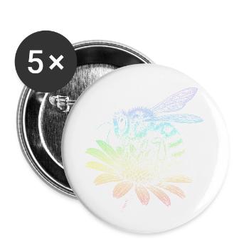 Abeille - Lot de 5 petits badges (25 mm) - blanc - Devant