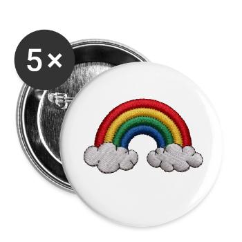 Rainbow Embroidered - Buttons small 1''/25 mm (5-pack) - white - Front