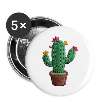 Embroidered Cactus - Buttons small 1''/25 mm (5-pack) - white - Front