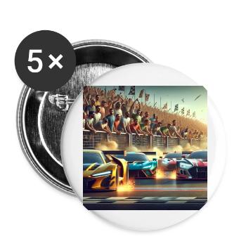 Race cars near finish - Buttons small 1''/25 mm (5-pack) - white - Front