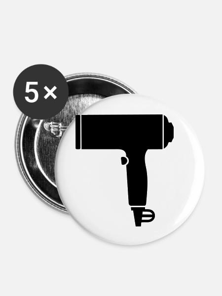 Föhn - Buttons klein 25 mm (5er Pack) - Weiß
