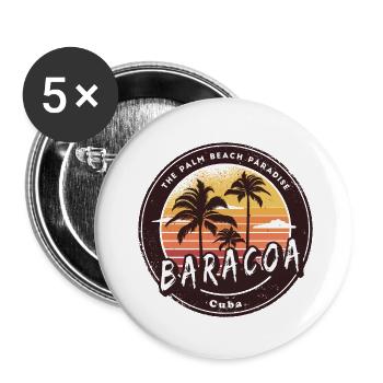 Baracoa Palmen und Strand Design - Buttons klein 25 mm (5er Pack) - Weiß - Vorne