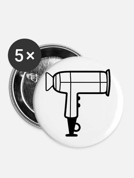 Föhn - Buttons klein 25 mm (5er Pack) - Weiß