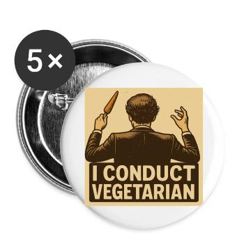 Dirigent I conduct vegetarian - Buttons klein 25 mm (5er Pack) - Weiß - Vorne