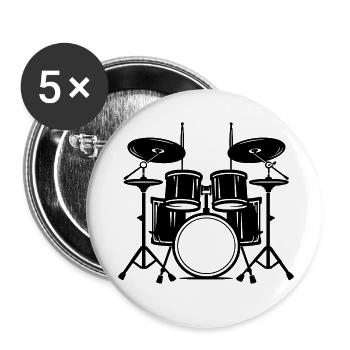 Schlagzeug - Buttons klein 25 mm (5er Pack) - Weiß - Vorne