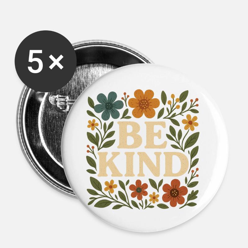 Be kind - Buttons klein 25 mm (5er Pack) - Weiß