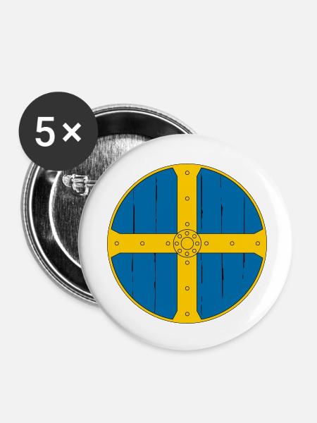 Wikinger - Buttons klein 25 mm (5er Pack) - Weiß