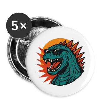 Chillzilla – Retro Monster Vibes - Buttons small 1''/25 mm (5-pack) - white - Front
