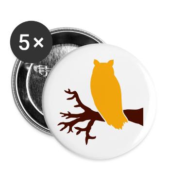 Eule Uhu Ast Baum Wald Nacht Silhouette Umriss süß - Buttons klein 25 mm (5er Pack) - Weiß - Vorne