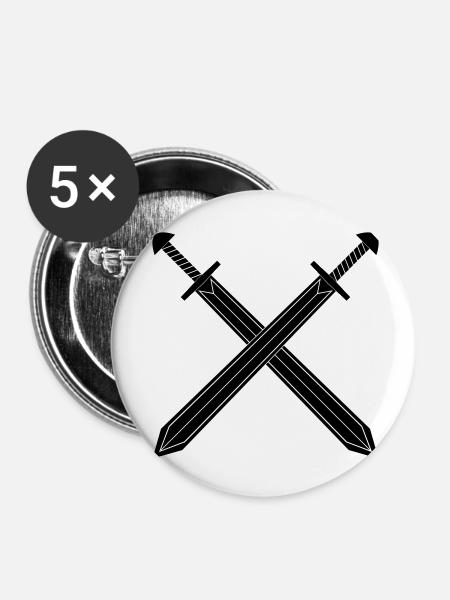 Schwert - Buttons klein 25 mm (5er Pack) - Weiß