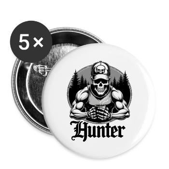Skullyjack Design "Gothic Hunter" - Buttons klein 25 mm (5er Pack) - Weiß - Vorne