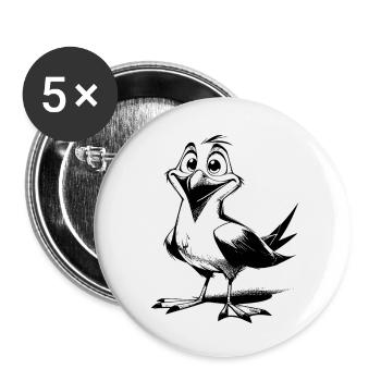 Netter Flattermann lustiger Möwen Vogel - Buttons klein 25 mm (5er Pack) - Weiß - Vorne