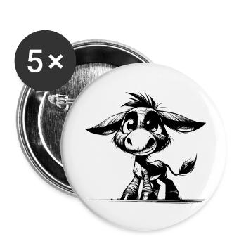 Knuffiger Baby Esel lustige Bleistift Zeichnung - Buttons klein 25 mm (5er Pack) - Weiß - Vorne