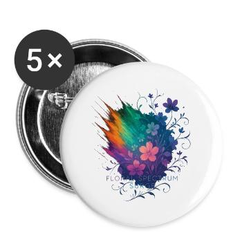 Farbspektrum-Blüte - Buttons klein 25 mm (5er Pack) - Weiß - Vorne