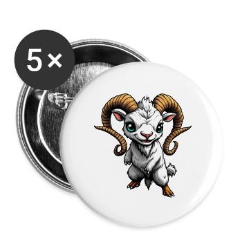 Cartoon Goat - Buttons small 1''/25 mm (5-pack) - white - Front