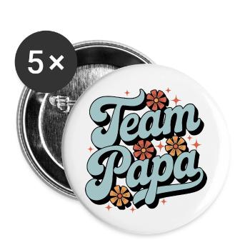 Team Papa Retro-T-Shirt - Buttons klein 25 mm (5er Pack) - Weiß - Vorne