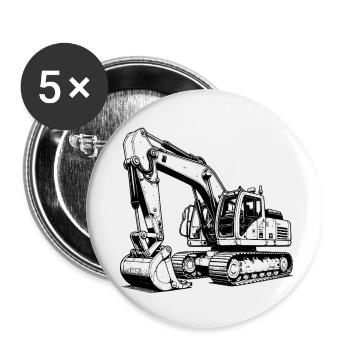 Bagger - Ich mach keinen Lärm – ich schaffe Platz - Buttons klein 25 mm (5er Pack) - Weiß - Vorne