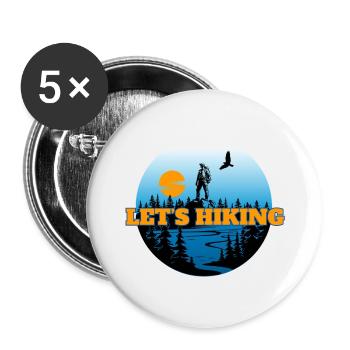 Lets hiking - Buttons klein 25 mm (5er Pack) - Weiß - Vorne