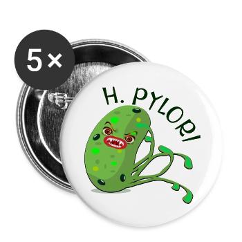 Helicobacter Pylori - Cartoon Gastroenterology - Buttons small 1''/25 mm (5-pack) - white - Front