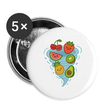 Mélange de fruits - Lot de 5 petits badges (25 mm) - blanc - Devant