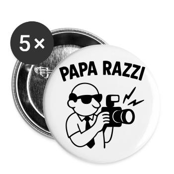 PAPA RAZZI – Toujours prêt à capturer l’instant… - Lot de 5 petits badges (25 mm) - blanc - Devant