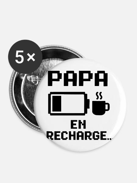 PAPA AUF AUFFÜLLUNG... - Buttons klein 25 mm (5er Pack) - Weiß