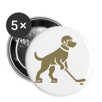 Dog Hockey Player Silhouette - Buttons small 1''/25 mm (5-pack) - white - Front