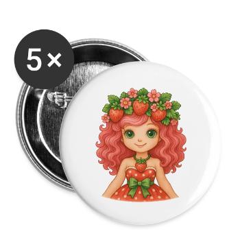 Strawberry girl power! 🍓 - Buttons small 1''/25 mm (5-pack) - white - Front