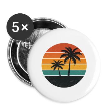 Coucher de soleil rétro - Lot de 5 petits badges (25 mm) - blanc - Devant