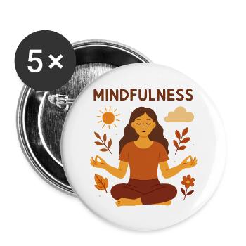 Mindfulness - Digital Illustration of Meditation - Buttons small 1''/25 mm (5-pack) - white - Front