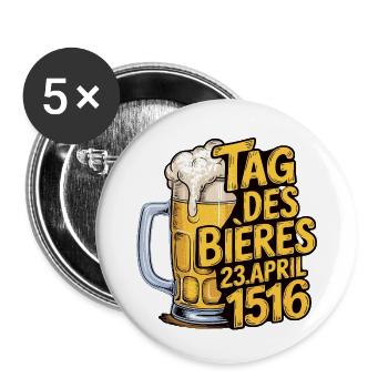 TAG DES BIERES 23. April 1516 Bierkrug Design - Buttons klein 25 mm (5er Pack) - Weiß - Vorne