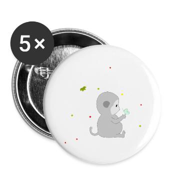 The Little Monkey and the Butterflies - Buttons small 1''/25 mm (5-pack) - white - Front