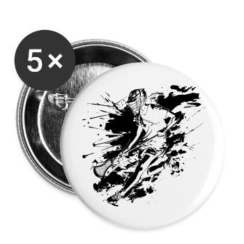 Lacrosse player graffiti - Buttons small 1''/25 mm (5-pack) - white - Front