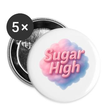 Zucker hoch - Buttons klein 25 mm (5er Pack) - Weiß - Vorne