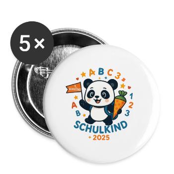 Schulkind 2025 Einschulung 2025 1. Klasse 25 - Buttons klein 25 mm (5er Pack) - Weiß - Vorne