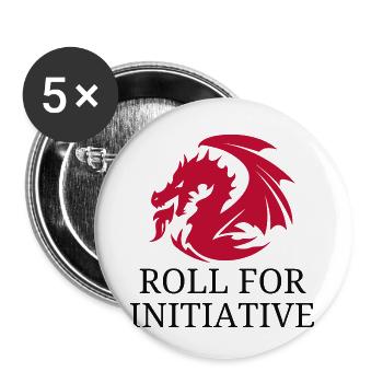 Roll For Initiative – Feuerdrache - Buttons klein 25 mm (5er Pack) - Weiß - Vorne