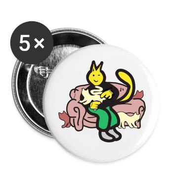 Cats person - Buttons small 1''/25 mm (5-pack) - white - Front