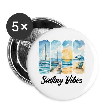 Découvrez l’atmosphère de la navigation en bord de mer - Lot de 5 petits badges (25 mm) - blanc - Devant
