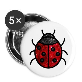 Kosmischer Marienkäfer - Buttons klein 25 mm (5er Pack) - Weiß - Vorne