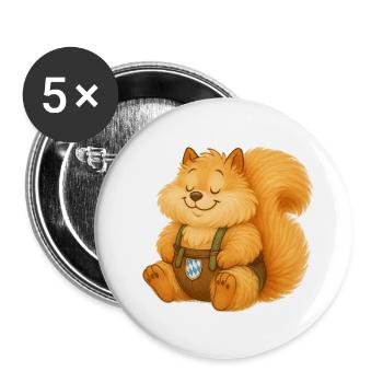Woachkatzl - fluffy squirrel - Buttons small 1''/25 mm (5-pack) - white - Front
