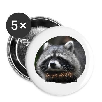 Amour du raton laveur - Lot de 5 petits badges (25 mm) - blanc - Devant