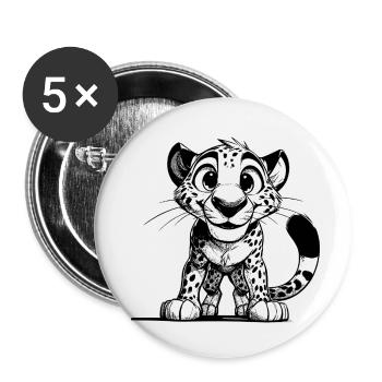 Cute Leopard Googly Eyes King of the Steppe - Buttons small 1''/25 mm (5-pack) - white - Front