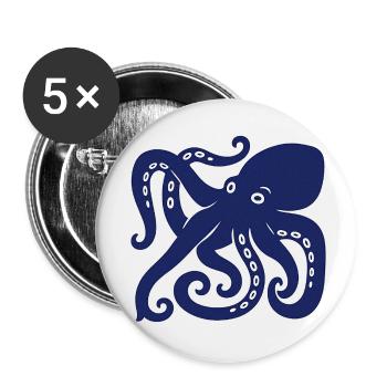 Octopuses - Buttons small 1''/25 mm (5-pack) - white - Front