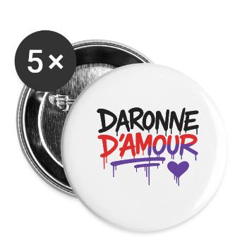 Daronne d'amour - Buttons klein 25 mm (5er Pack) - Weiß - Vorne