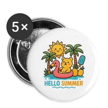 Hello Summer - Buttons klein 25 mm (5er Pack) - Weiß - Vorne