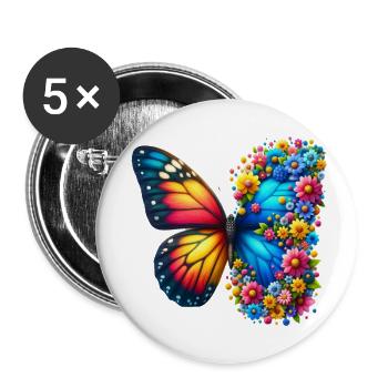Bunter Schmetterling, von der Natur inspirierte Sommerstimmungen - Buttons klein 25 mm (5er Pack) - Weiß - Vorne