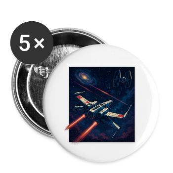 Vol à travers la galaxie - Lot de 5 petits badges (25 mm) - blanc - Devant