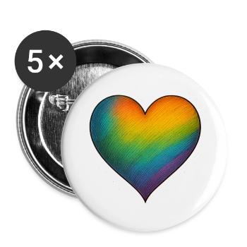Rainbow Heart – L’amour dans toutes les couleurs - Lot de 5 petits badges (25 mm) - blanc - Devant